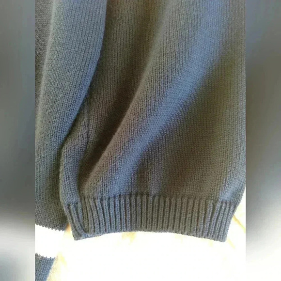 alfred dunner Sweater, Navy, Ivory, & Tan w/Silver Stars, Small - Picture 3 of 11